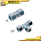 SS304 Compression Tee Joint Pipe Tube Fitting With Double Ferrule Connector