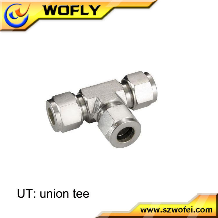 6mm Tube OD Double Ferrule Compression Fitting Union Tee Connector Stainless 304