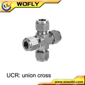 4 Way Cross Pipe Fitting For Natural Gas , UCR Stainless Compression Fittings