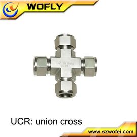 4 Way Cross Pipe Fitting For Natural Gas , UCR Stainless Compression Fittings