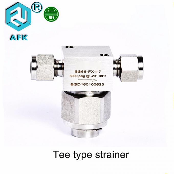 Stainless Steel Air Compressor Strainer , 1/4" In Line Gas Filter 20.6Mpa