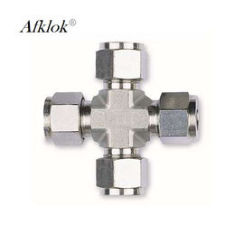 Union Cross Stainless Steel Npt Pipe Fittings With Dual Ferrule Connector