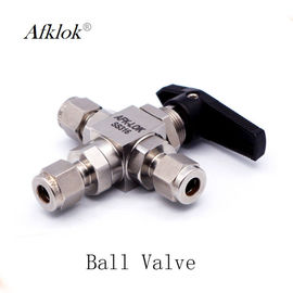 Small Volume Stainless Steel Ball Valve High Temp Resistant 3000 PSI 3 Way  3/8&quot; For Gas