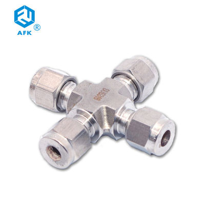 AFK Stainless Steel Pipe Fittings Four Way Ferrule Joint Dual Ferrule