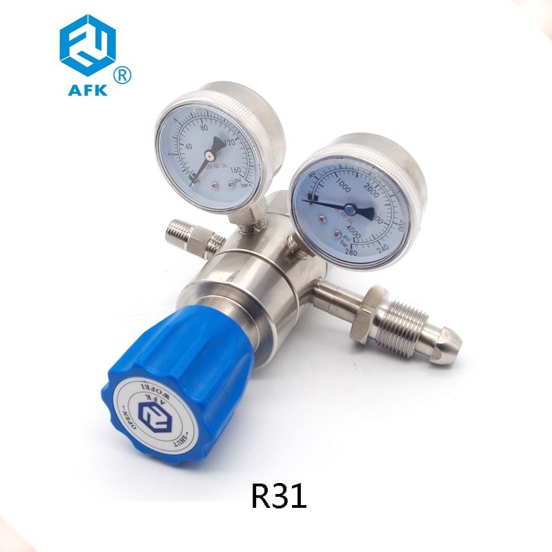 High Pressure Stainless Steel Dual Stage Hydrogen Gas Pressure Regulator