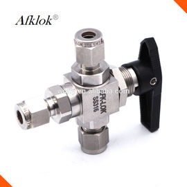 Small Volume Stainless Steel Ball Valve High Temp Resistant 3000 PSI 3 Way  3/8" For Gas