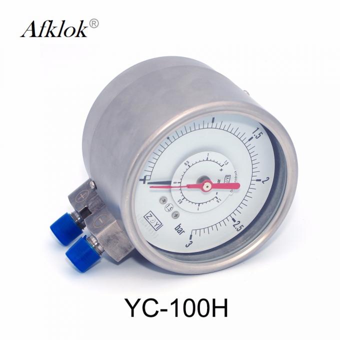 Silver Natural Gas Line Pressure Gauge IP65 80 Degrees Celsius SUS 316