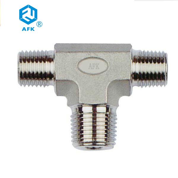 Hexagon Male Branch Tee Fitting Reducing Shape NPT Steel Pipe T Connector