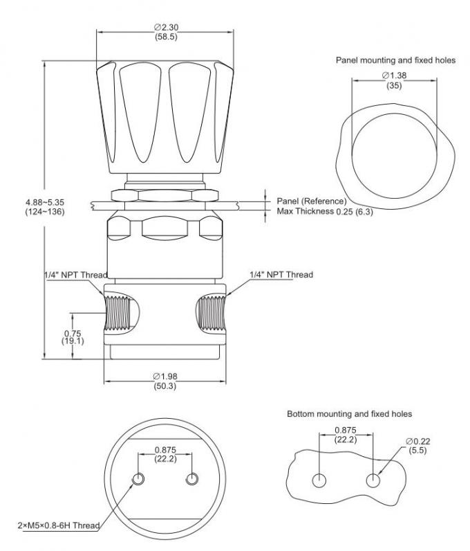 SS316 Single Stage Pressure Regulator Inline High Flow Pressure Regulator