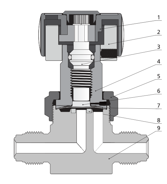 VCR Pneumatic Diaphragm Valve Ultrahigh Purity 316 EP Stainless Steel Diaphragm Valve